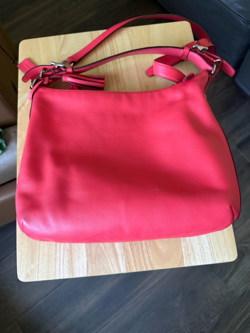 Coach Bright Pink Leather Shoulder Bag with Front Pocket - Picture 5 of 10